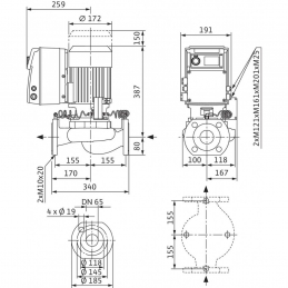 Циркуляционный насос с сухим ротором в исполнении Inline WILO VeroLine-IP-E 65/115-1,5/2