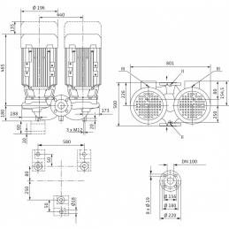 Циркуляционный насос с сухим ротором в исполнении Inline WILO VeroTwin-DPL 100/175-3/4