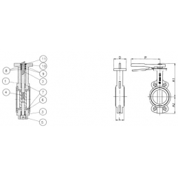 Затвор дисковый поворотный GENEBRE 2109 14 DN150 PN16 Тmax120°C