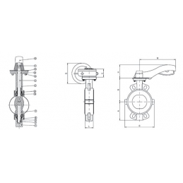 Затвор дисковый поворотный GENEBRE 2104 09 DN050 PN10 Тmax180°C 