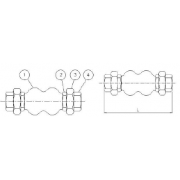 Компенсатор муфтовый GENEBRE 2830 05 DN020 PN10 корпус-EPDM, Tmax105°C, ВР/ВР