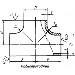 Тройник 89х3,5 стальной (ст 20) равнопроходной ГОСТ 17376