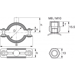 Трубный хомут MP-HI 8-12 M8/M10