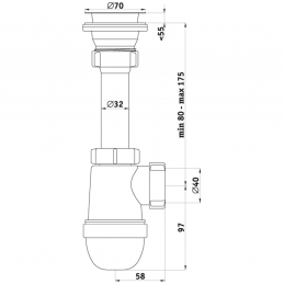 Сифон для умывальника бутылочный нерж/сетка 1 1/2"х40 C0100 АНИ Пласт