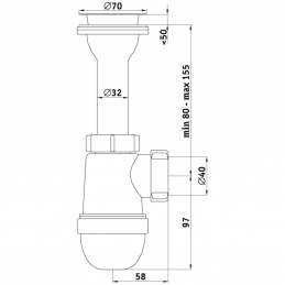 Сифон для умывальника бутылочный нерж/сетка 1 1/2"х40 C0500 АНИ Пласт