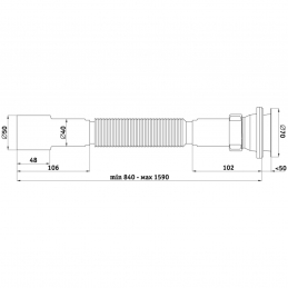 Сифон для умывальника гофрированный нерж/сетка 1 1/2"х40/50 800-1500мм G116 АНИ Пласт