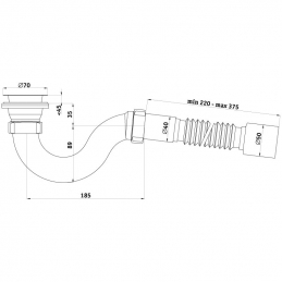 Сифон для поддона трубный нерж/сетка 1 1/2"х40 с гофрой 40-50 E115 АНИ Пласт