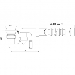 Сифон для поддона регулируемый нерж/сетка 1 1/2"х40 с гофрой 40-50 E215 АНИ Пласт