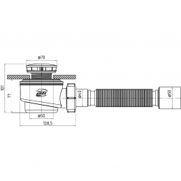 Сифон для поддона с хром/сливом 1 1/2"х50 с гофрой 40/50 E415C АНИ Пласт