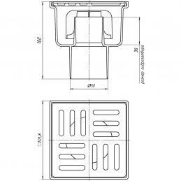 Трап нерегулируемый вертикальный Дн 50 реш пласт 100х100мм TA5204 АНИ Пласт