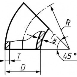 Отвод 57х8 09г2с 45 градусов ГОСТ 17375