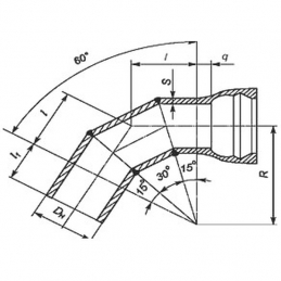 Отвод раструб-гладкий конец ОРГ чугунные ВЧШГ с ЦПП ДУ 150х60°