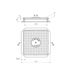 Люк чугунный лёгкий Л (А15)-8-55x55-01